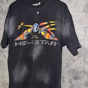 Hellstar Black Short Sleeve Graphic Tee with Yellow & Orange Accents